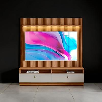 Painel Rack Com Led Ripado Para Tv Até 75 Polegadas 2 Nichos - Nature/off White