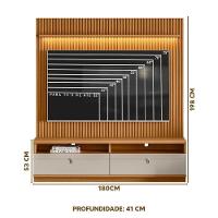 Painel Rack Com Led Ripado Para Tv Até 75 Polegadas 2 Nichos - Nature/off White - 5