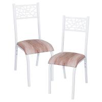 2 Cadeiras Para Cozinha Em Aço Com Estofado Jade - Branco E Capuccino - 2