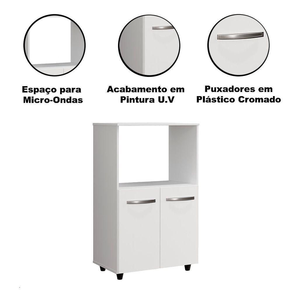 Balcão Multiuso 2 Portas E Armário Aéreo 4 Portas Taina Branco - 6