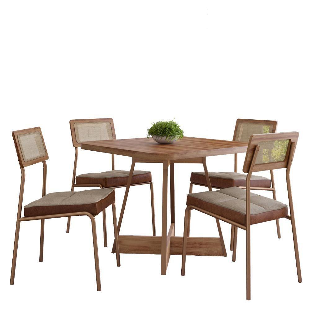 Conjunto Sala De Jantar 4 Cadeiras Margarida Carraro Nogal - 2