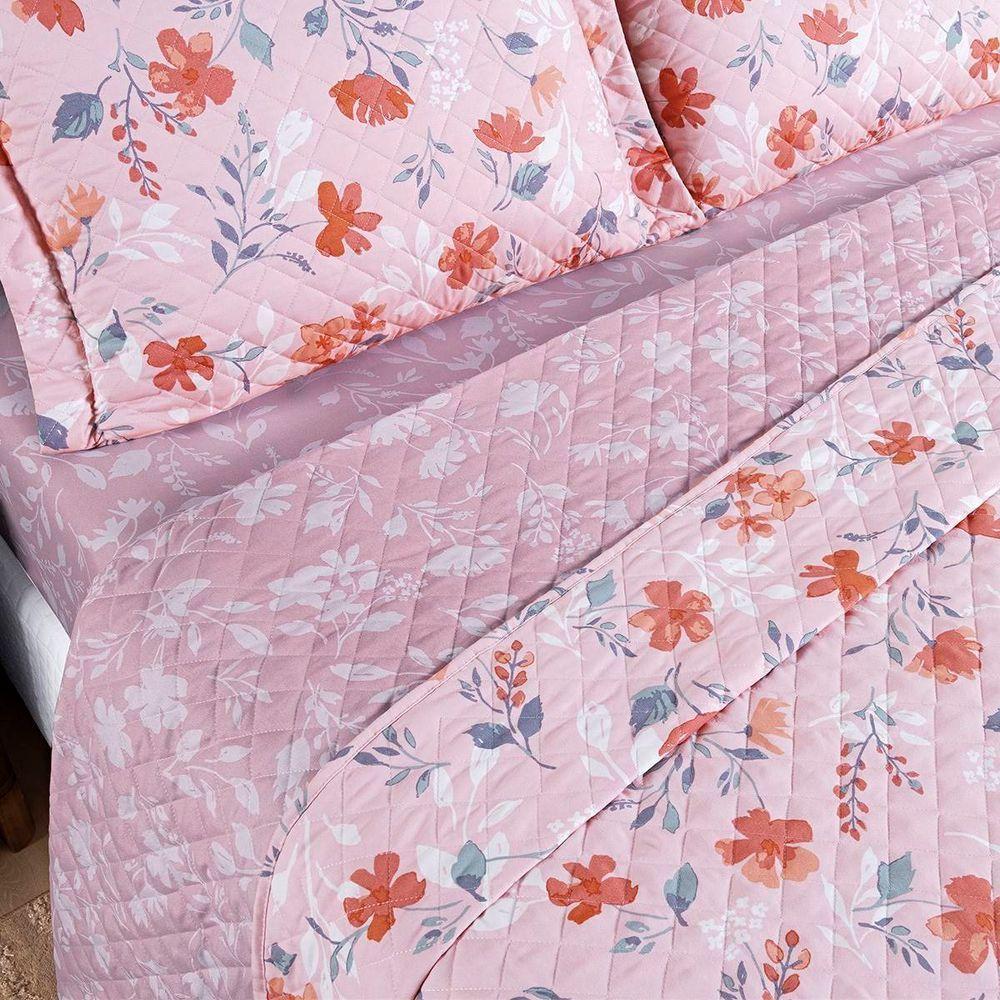 Editar Cobre Leito Casal Dupla Face Sublime 400 Fios Micropercal Estampa Flora - 4