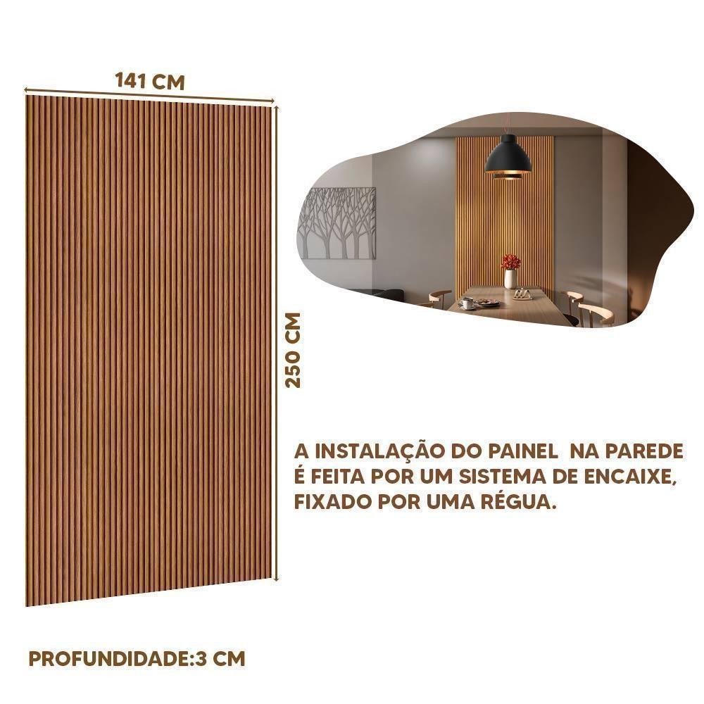 Painel Ripado Com Módulos Placas Para Tv Até 60 Pol - Nature Fosco - 4