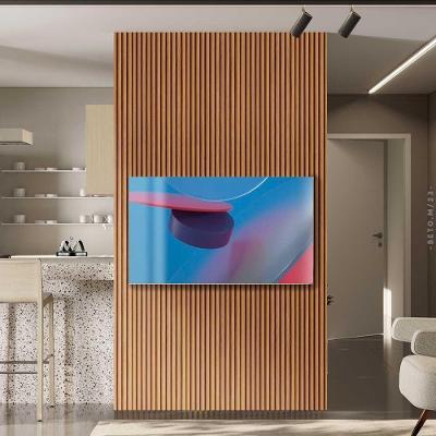 Painel Ripado Com Módulos Placas Para Tv Até 60 Pol - Nature Fosco