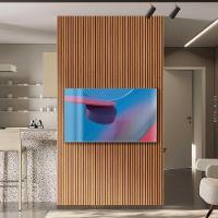 Painel Ripado Com Módulos Placas Para Tv Até 60 Pol - Nature Fosco - 1