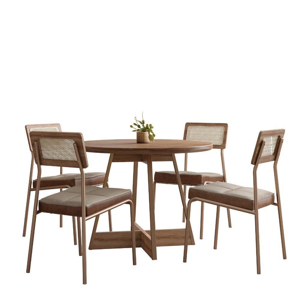Conjunto Sala De Jantar 4 Cadeiras Paraíso Carraro Nogal - 2