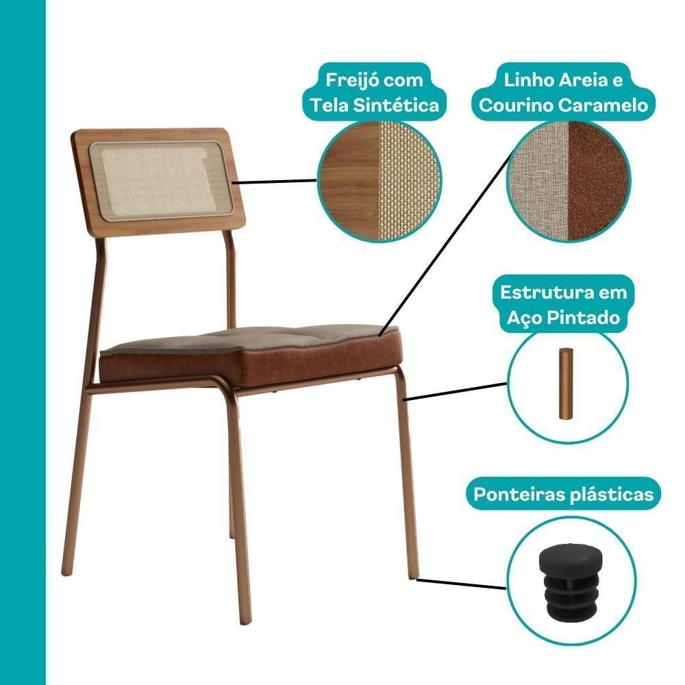 Conjunto Sala De Jantar 4 Cadeiras Paraíso Carraro Nogal - 7