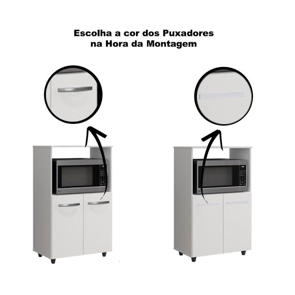 Balcão Multiuso Para Cozinha Micro-ondas 2 Portas Taiane Branco - 5