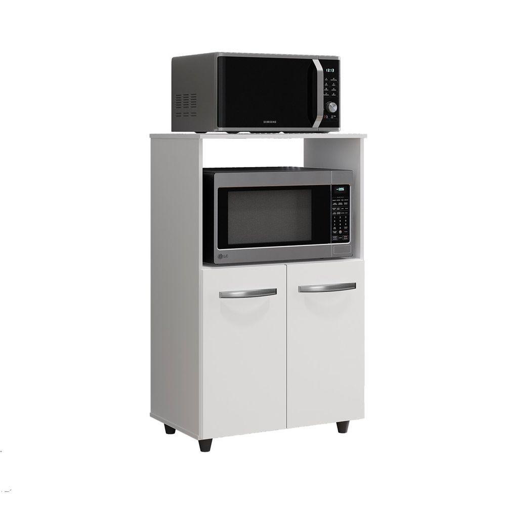 Balcão Multiuso Para Cozinha Micro-ondas 2 Portas Taiane Branco - 6