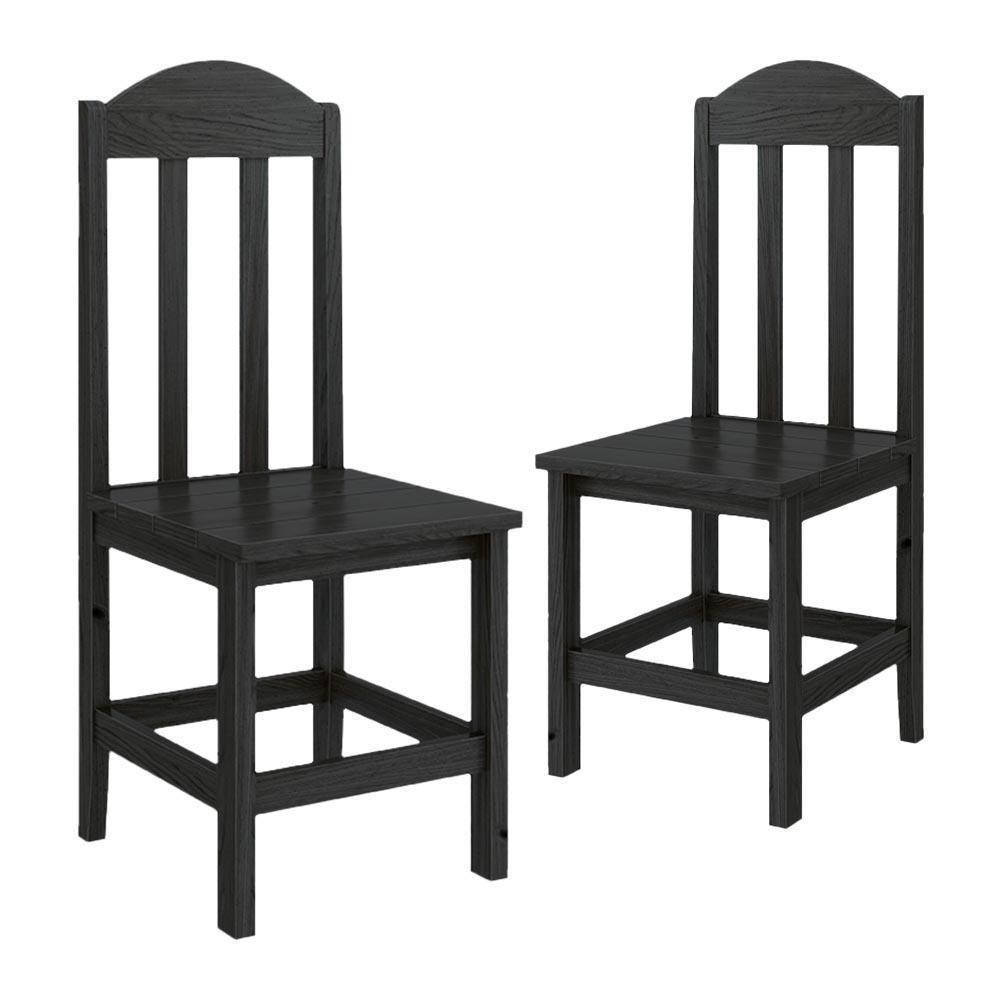 Kit Com 2 Cadeiras De Jantar Madeira Maciça Safira - Preto Sem Estofado - 3