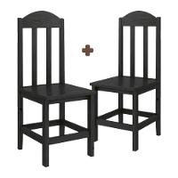 Kit Com 2 Cadeiras De Jantar Madeira Maciça Safira - Preto Sem Estofado - 2