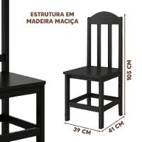 Kit Com 2 Cadeiras De Jantar Madeira Maciça Safira - Preto Sem Estofado - 4