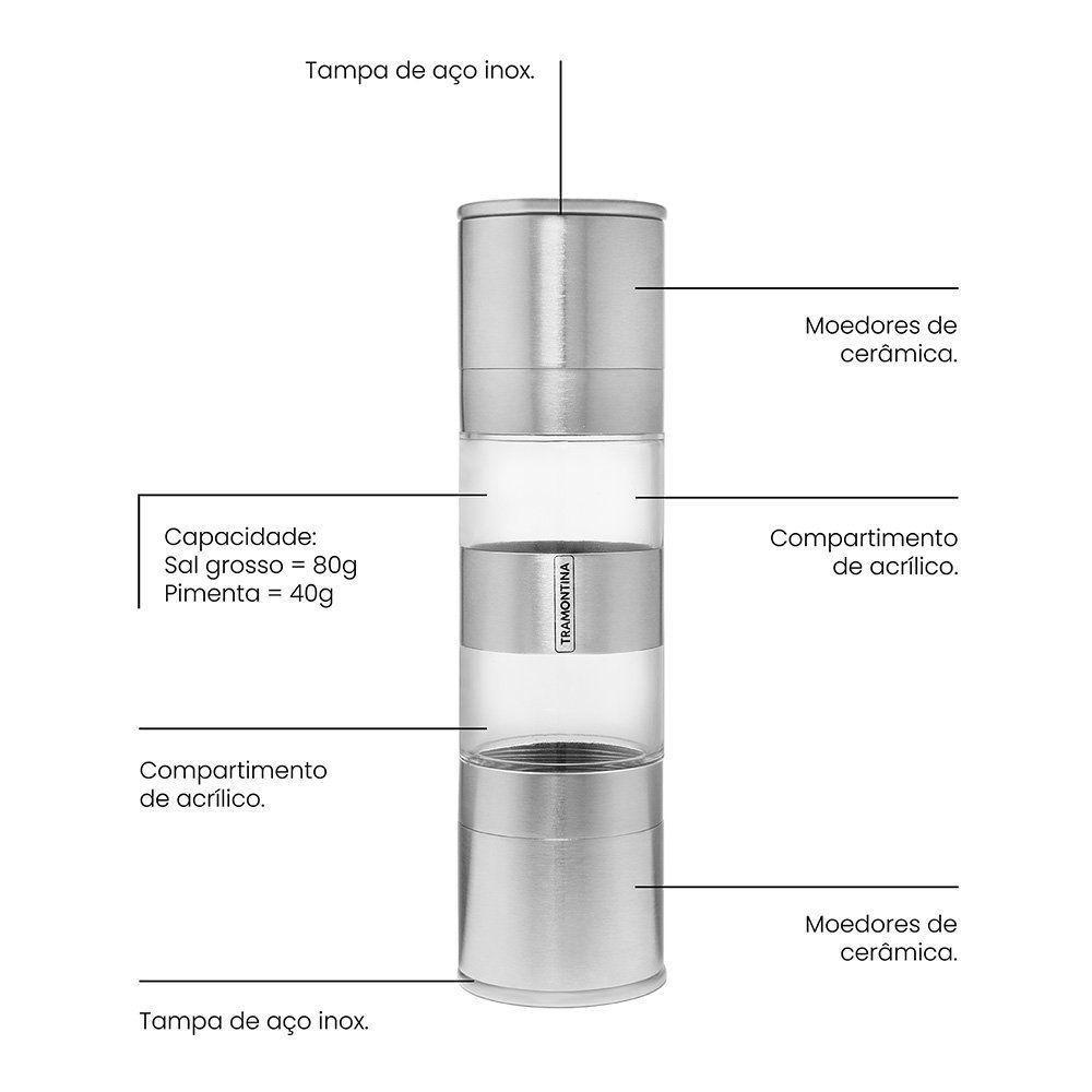 Moedor Duplo De Sal E Pimenta Tramontina Realce 61655000 Inox - 2