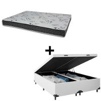 Cama Baú Casal 138 Bipartido Tecido Sintético Branco Com Colchão Miller - 100% Espuma - D33 Cinza 55x138x188 - 1