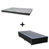 Cama Box Solteiro 88 Tecido Sintético Preto Com Colchão Miller - 100% Espuma - D33 Cinza 54x88x188 - 1