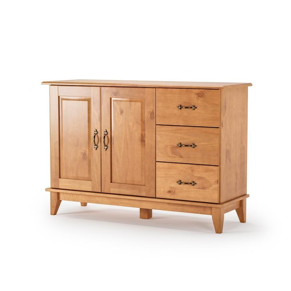 Balcão Madeira Maciça 2 Portas 3 Gavetas Rustico Carvalho Repleta - 2