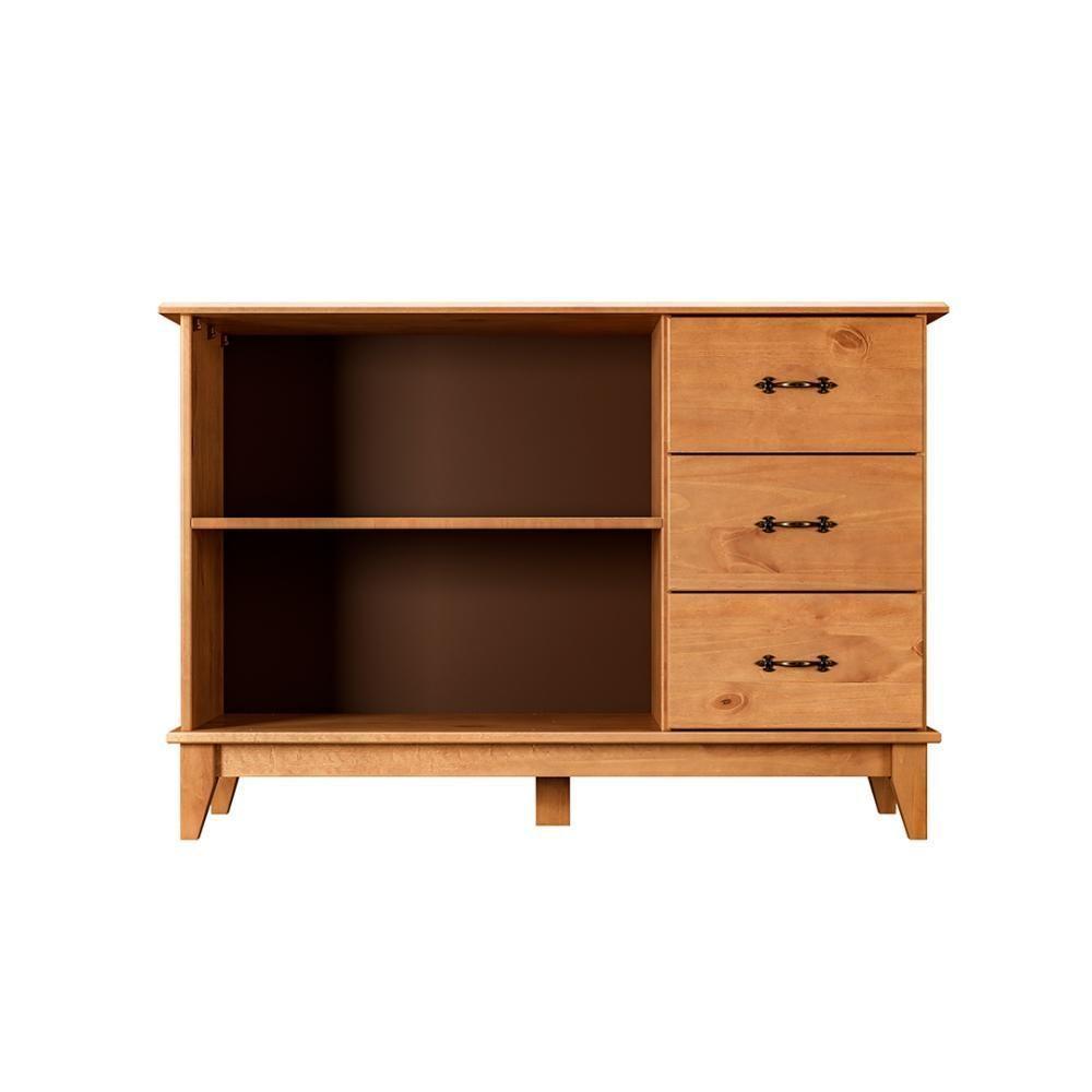 Balcão Madeira Maciça 2 Portas 3 Gavetas Rustico Carvalho Repleta - 5