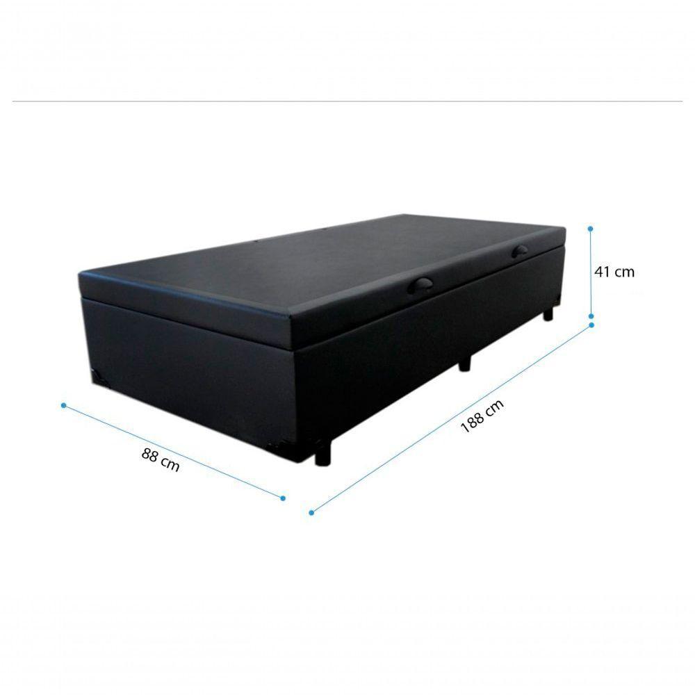 Cama Box Baú Solteiro 88 Tecido Sintético Preto Com Colchão Miller - 100% Espuma - D33 Cinza 54x88x188 - 3
