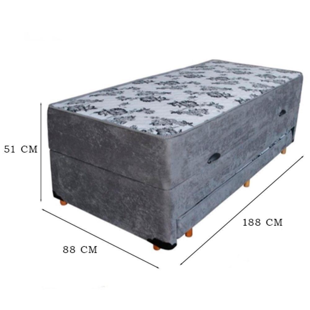Cama Box Baú Solteiro Conjugado Espuma Com Cama Auxiliar Bicama 3 Em 1- Suede Cinza - 2