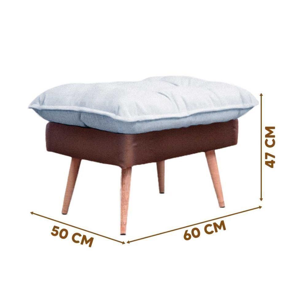 Poltrona Reclinável Em 3 Posições Com Puff Em Linho Premium Bege/caramelo Bege/caramelo C/puff Roma - 9