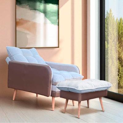 Poltrona Reclinável Em 3 Posições Com Puff Em Linho Premium Bege/caramelo Bege/caramelo C/puff Roma