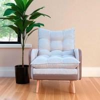 Poltrona Reclinável Em 3 Posições Com Puff Em Linho Premium Bege/caramelo Bege/caramelo C/puff Roma - 3