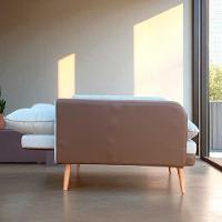 Poltrona Reclinável Em 3 Posições Com Puff Em Linho Premium Bege/caramelo Bege/caramelo C/puff Roma