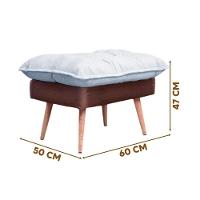 Poltrona Reclinável Em 3 Posições Com Puff Em Linho Premium Bege/caramelo Bege/caramelo C/puff Roma - 9