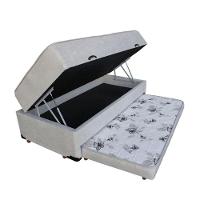 Cama Box Baú Solteiro Conjugado De Mola Com Cama Auxiliar Bicama 3 Em 1 Suede Bege - 1