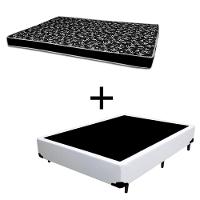 Cama Box Casal 138 Tecido Sintético Branco Com Colchão Hamburgo - 100% Espuma - D28 Preto 54x138x188 - 1