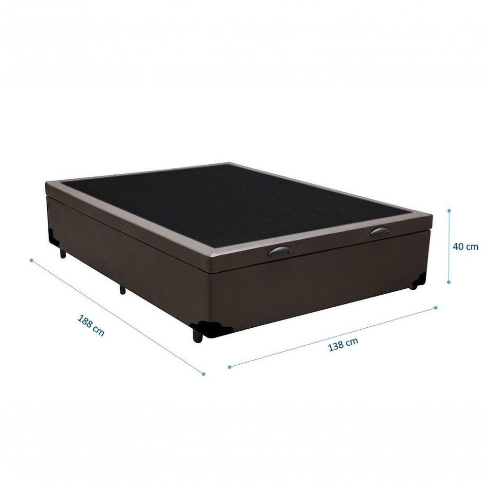 Cama Box Baú Casal 138 Tecido Sintético Marrom Com Colchão De Espuma Semi Ortopédica Extra Firme D28 Cinza 80kg - 3