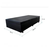 Cama Box Baú Solteiro 88 Tecido Sintético Preto Com Colchão Hamburgo - 100% Espuma - D28 Preto 55x88x188 - 3