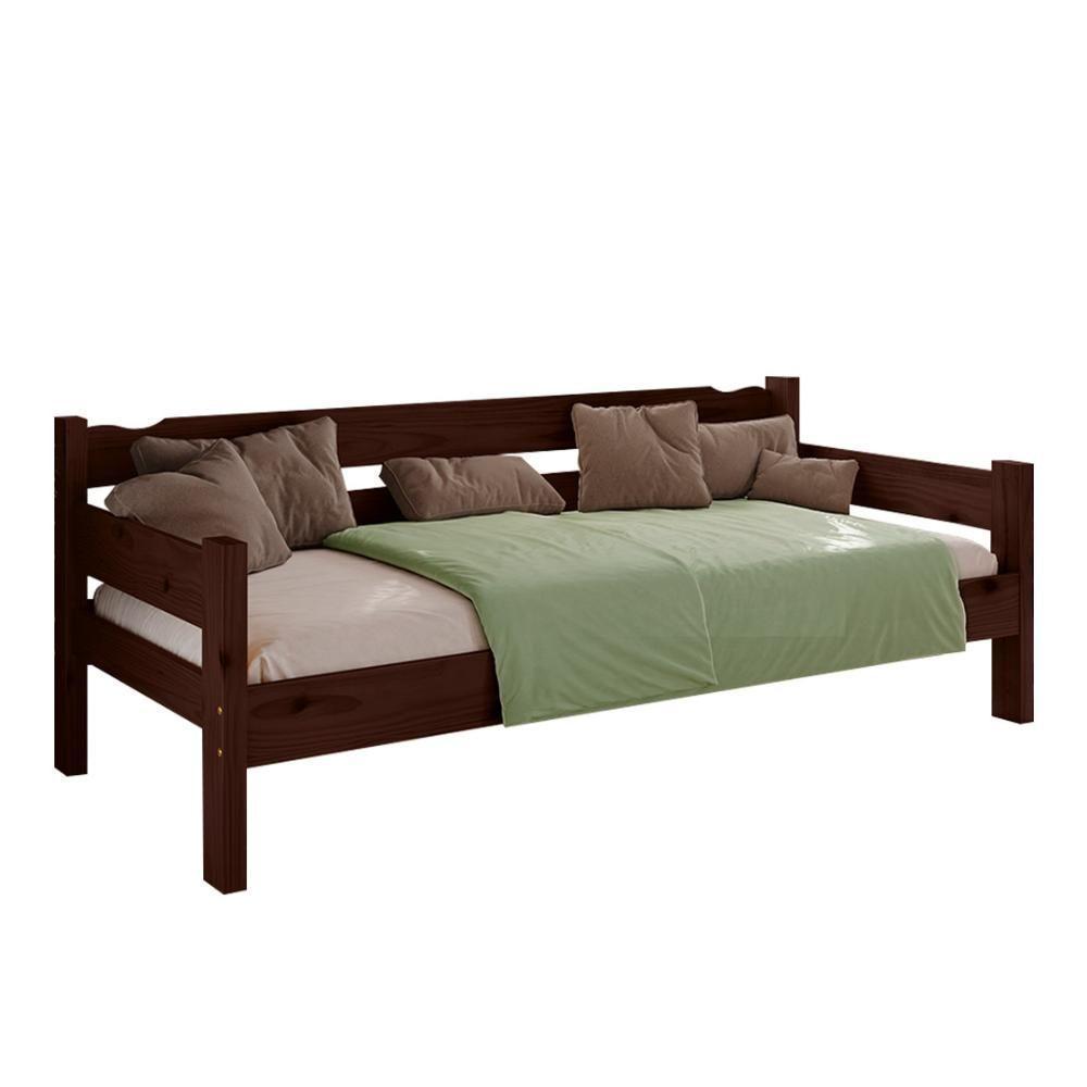 Sofá Cama Reforçado Madeira Maciça Castanho Repleta - 2