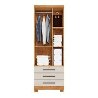Guarda Roupa Solteiro Floripa 2 Portas 3 Gavetas Com Cabideiro Cedro / Areia Repleta Cedro / Areia