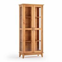 Cristaleira Madeira Maciça Carvalho 2 Portas Com Vidro Carvalho Repleta - 2