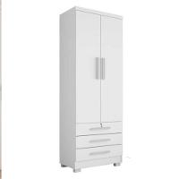 Guarda Roupa Solteiro Floripa 2 Portas 3 Gavetas Com Cabideiro Branco Repleta Branco - 5