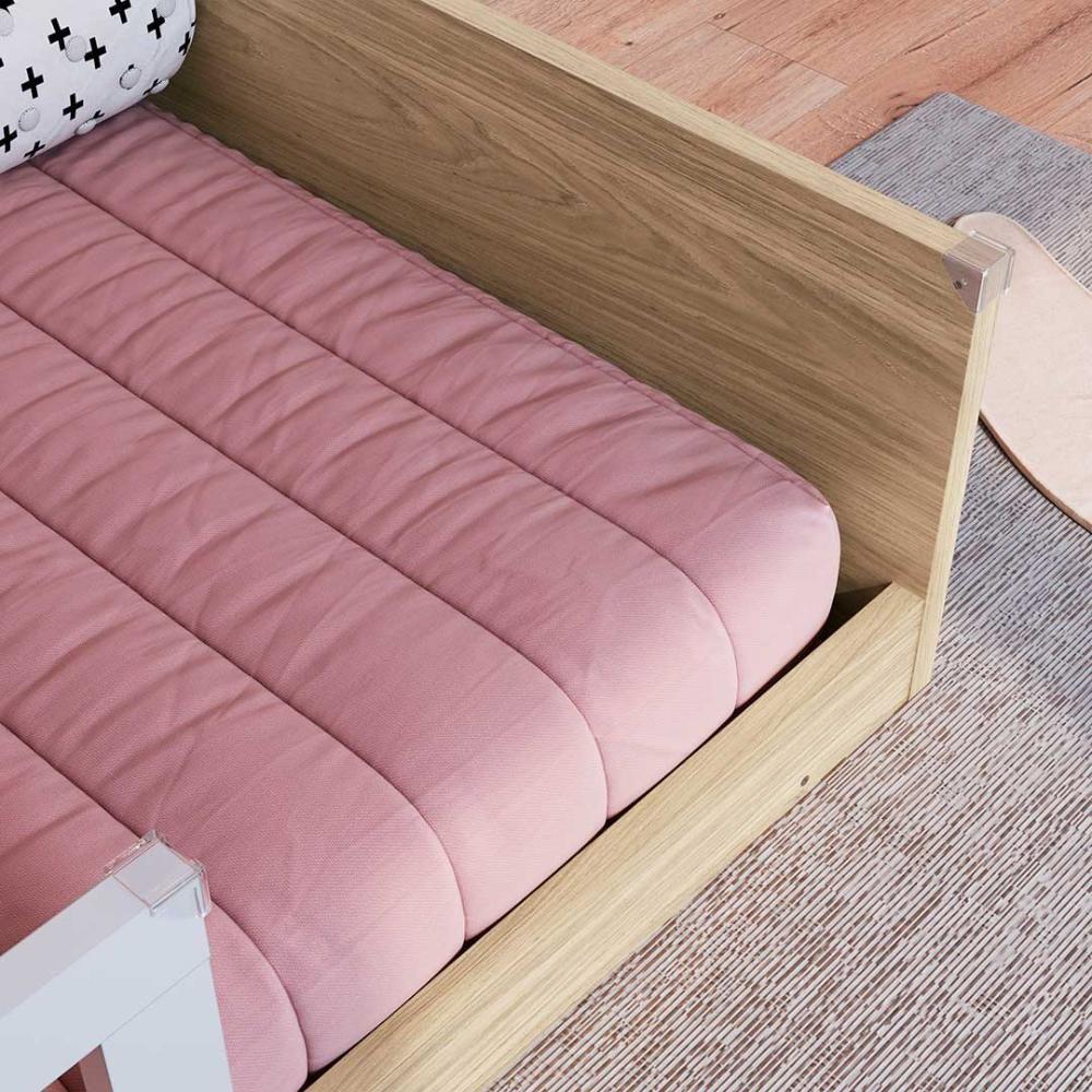 Cama Montessoriana Solteiro Com Grade De Proteção Aveiro Oak Branco Repleta Aveiro Oak Branco - 6