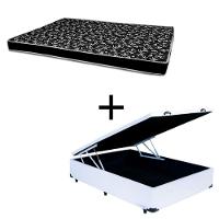 Cama Box Baú Casal 138 Tecido Sintético Branco Com Colchão Hamburgo - 100% Espuma - D28 Preto 55x138x188 - 1