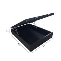 Cama Box Baú Casal 138 Tecido Sintético Preto Com Colchão Hamburgo - 100% Espuma - D28 Preto 55x138x188 - 3