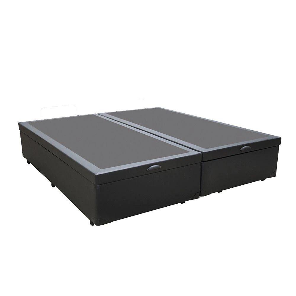 Cama Box Baú King 193 Bipartido - Bello Box Tecido Sintético Preto - 4