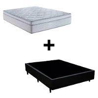 Cama Box Casal 138 Tecido Sintetico Preto Com Colchão Toronto Molas Ensacadas Branco D33 - 1