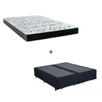 Cama Box Casal Bipartido - Tecido Sintético Preto Com Colchão Extra Firme D28 - Suporta 80kg - 1