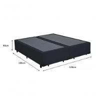 Cama Box Casal Bipartido - Tecido Sintético Preto Com Colchão Extra Firme D28 - Suporta 80kg - 4