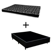 Cama Box Casal 138 Tecido Sintético Preto Com Colchão Hamburgo - 100% Espuma - D28 Preto 54x138x188 - 1