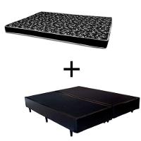 Cama Box Casal 138 Bipartido Tecido Sintético Preto Com Colchão Hamburgo - 100% Espuma - D28 Preto 54x138x188 - 1
