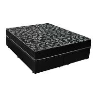 Cama Box Baú King 193 Tecido Sintético Preto Com Colchão Espuma D20 - Tampo Preto Bello Box 12cm - 1