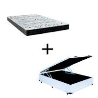 Cama Box Baú Casal 138 Tecido Sintético Branco Com Colchão De Espuma Semi Ortopédica Extra Firme Cinza 80kg - 1