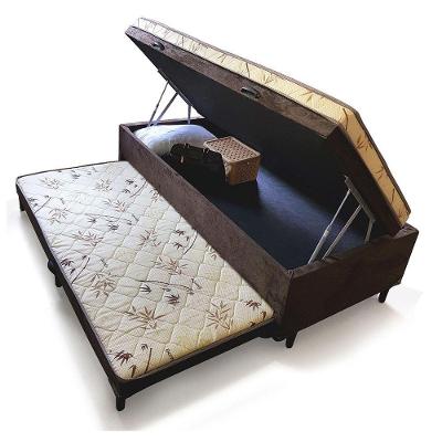 Cama Box Baú Solteiro Conjugado Espuma Com Cama Auxiliar Bicama 3 Em 1 Suede Marrom