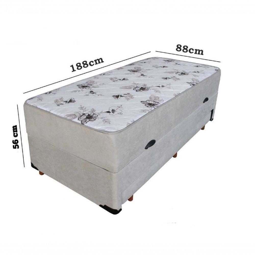 Cama Box Baú Solteiro Conjugado De Mola Com Cama Auxiliar Bicama 3 Em 1 Suede Bege - 2