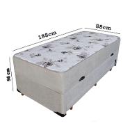 Cama Box Baú Solteiro Conjugado De Mola Com Cama Auxiliar Bicama 3 Em 1 Suede Bege - 2